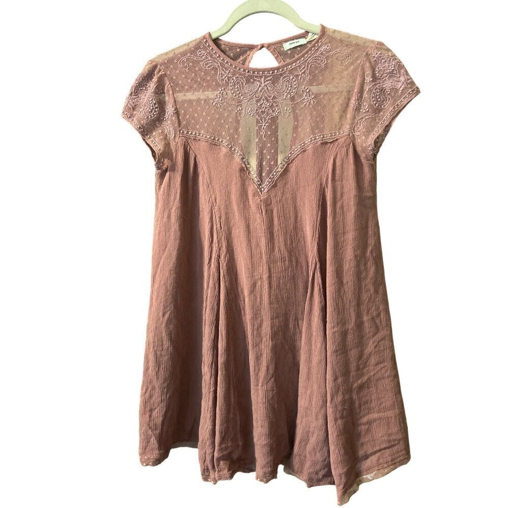Kimchi Blue Women's Dress Size XS Mauve Pink Lace Embellishment Mini Dress Lined
